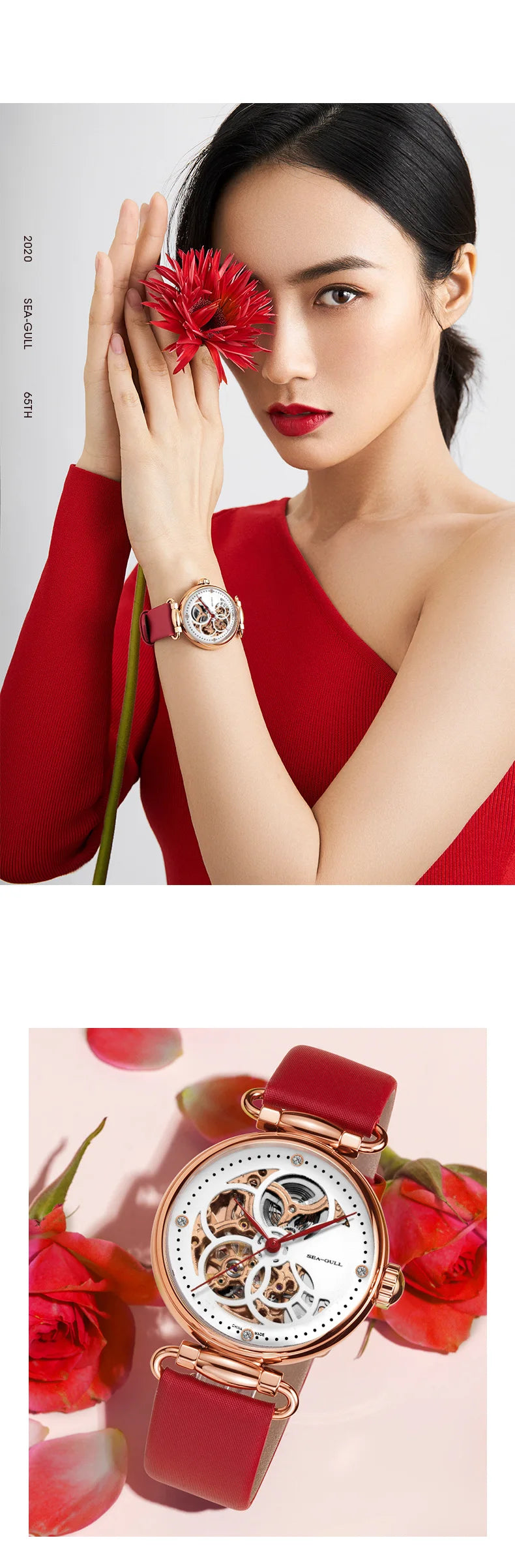 Seagull Watch Luxury Women Simple Dial Hollow Fashion 316L Stainless Steel Leather Strap Wristwatch Ladies Watches Reloj Mujer
