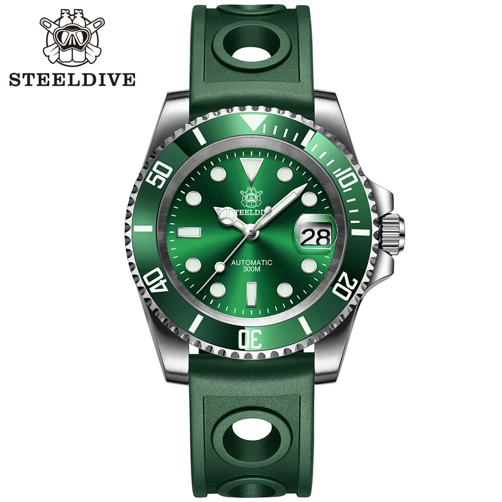 STEELDIVE SD1953 New Arrival Stainless Steel Bi-Color Dial NH35 Automatic Watch 300M Waterproof Sapphire Glass Men Dive Watches
