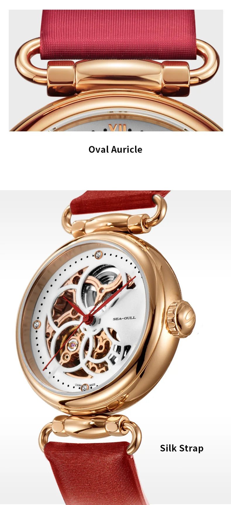 Seagull Watch Luxury Women Simple Dial Hollow Fashion 316L Stainless Steel Leather Strap Wristwatch Ladies Watches Reloj Mujer