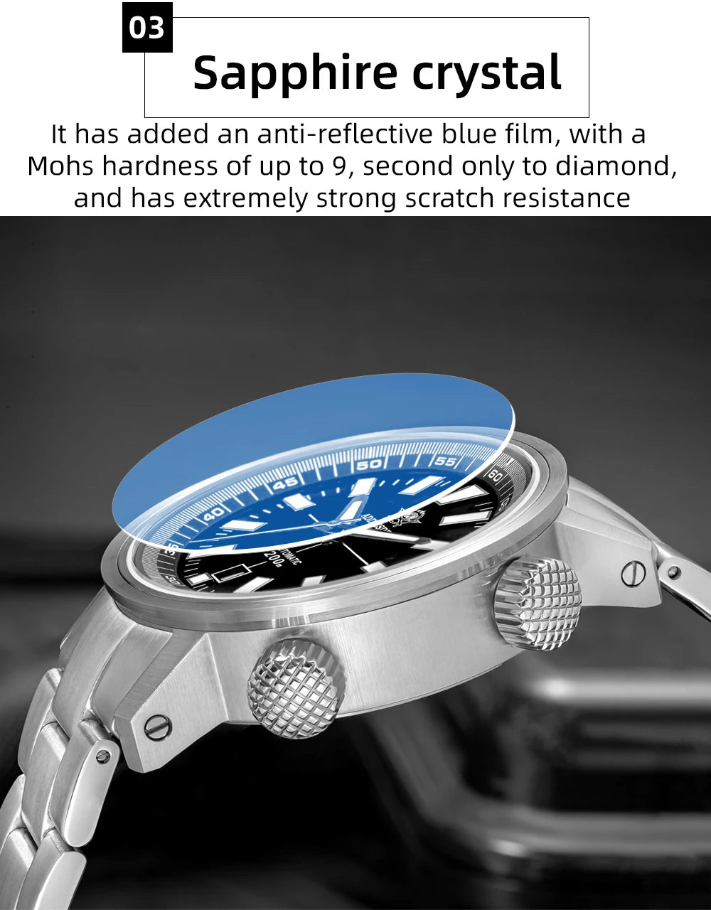 ADDIESDIVE Automatic Mechanical Watch 200m Waterproof BGW9 Super Luminous Sapphire Grass  8215 316L Stainless Steel Men Watches