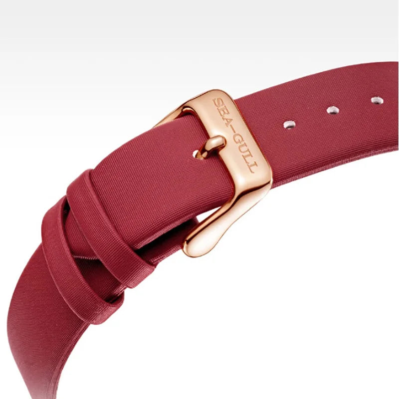 Seagull Watch Luxury Women Simple Dial Hollow Fashion 316L Stainless Steel Leather Strap Wristwatch Ladies Watches Reloj Mujer