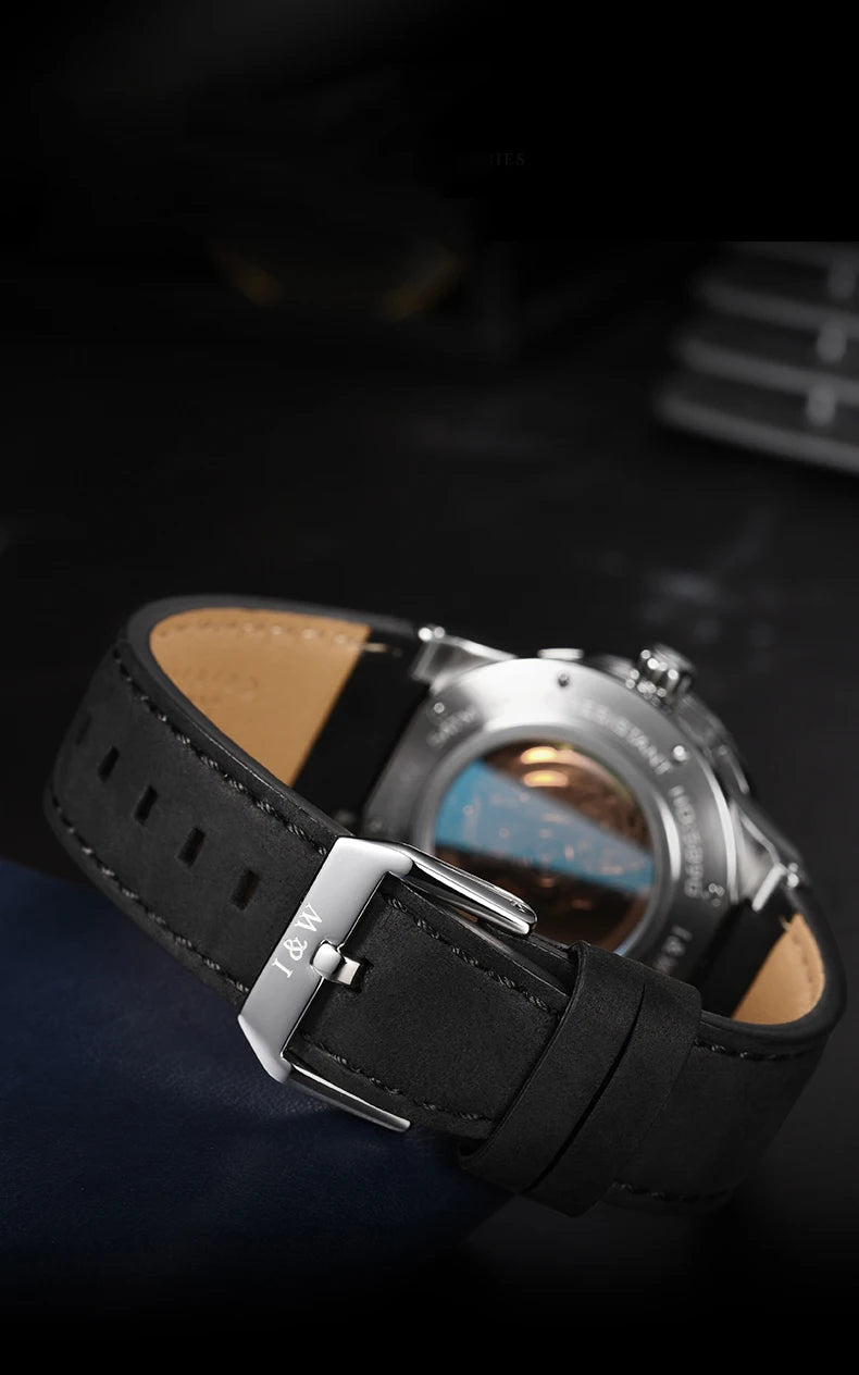 IW Silver Blue Men's Watches 5Bar Waterproof Luminous Fashion Automatic Watch Men Mechanical Wrist Watch Japan Movement