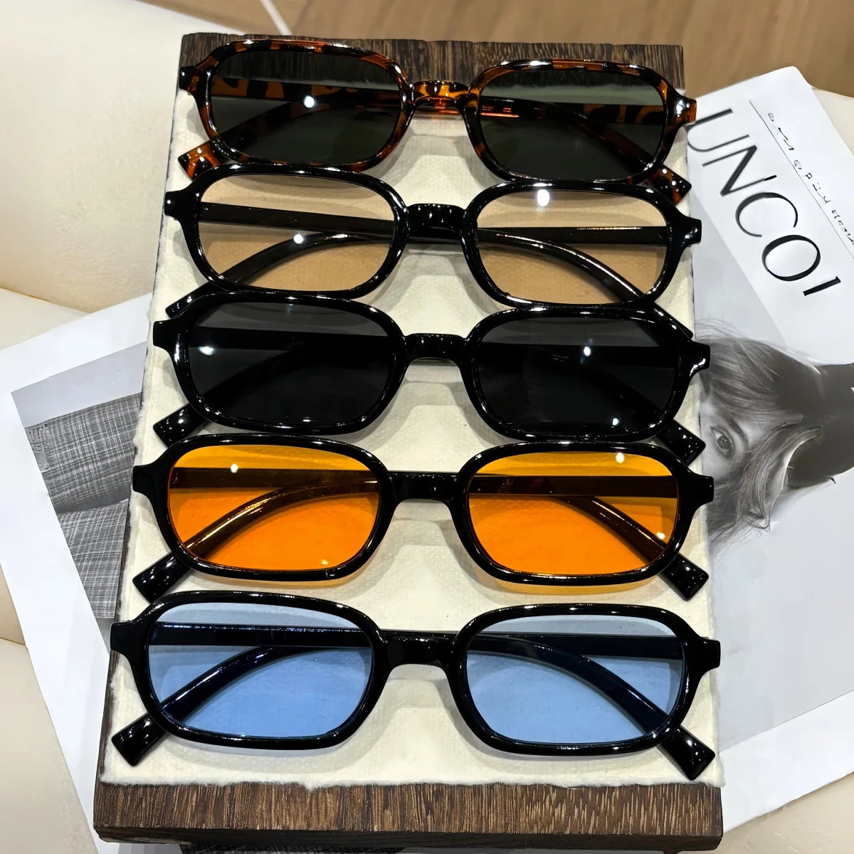 5pcs European and American retro style men's and women's fashionable sunglasses, trendy and versatile, suitable for summer sun s