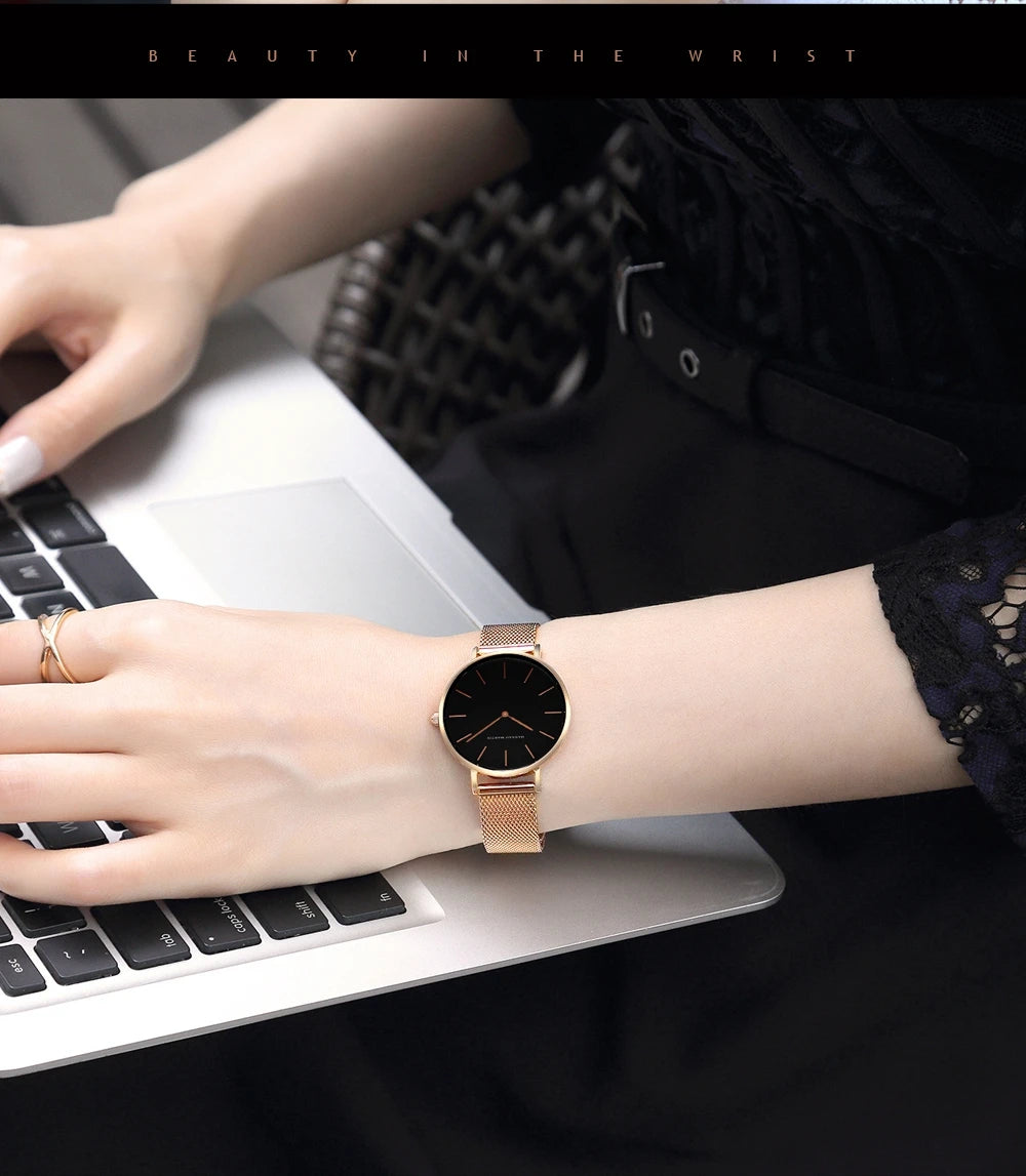 Women Watch Top Brand Dropshipping Japan Quartz Movement 36mm Rose Gold Waterproof Fashionable Nordic Minimalist Ladies Watches