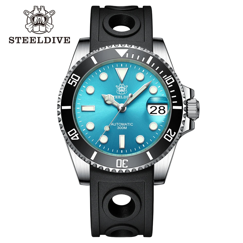 STEELDIVE SD1953 New Arrival Stainless Steel Bi-Color Dial NH35 Automatic Watch 300M Waterproof Sapphire Glass Men Dive Watches