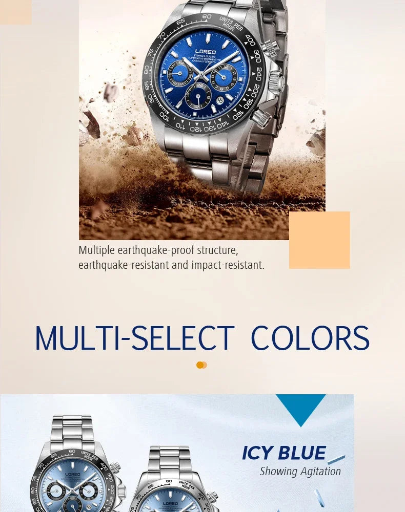 LOREO Men Watches Sapphire Glass 40MM Ceramic GMT Automatic Mechanical Watch Men 20ATM Waterproof Classic Fashion Luxury Clock