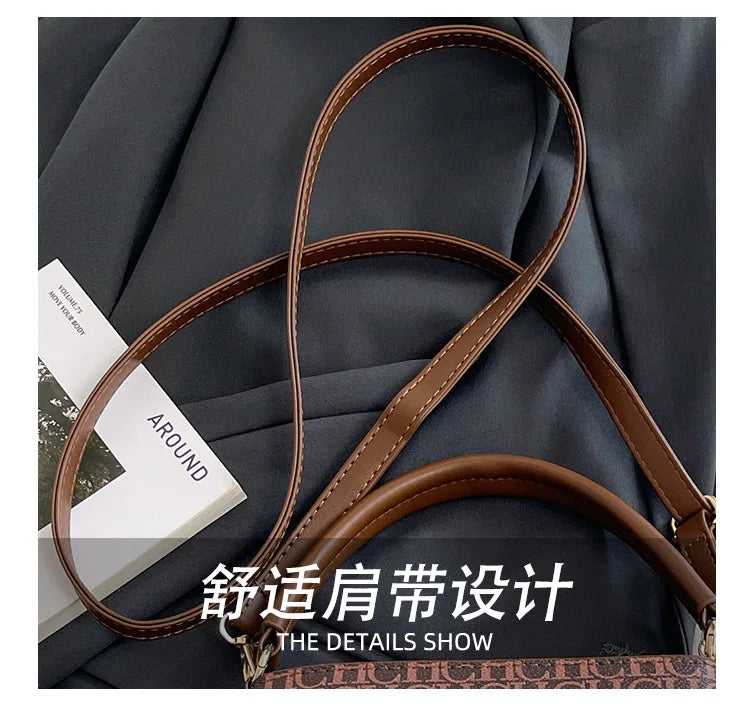 Handheld Bucket Bag For Women Shoulder Crossbody Bag Fashion Large Capacity Trendy Versatile Compartment Underarm Letter Bag