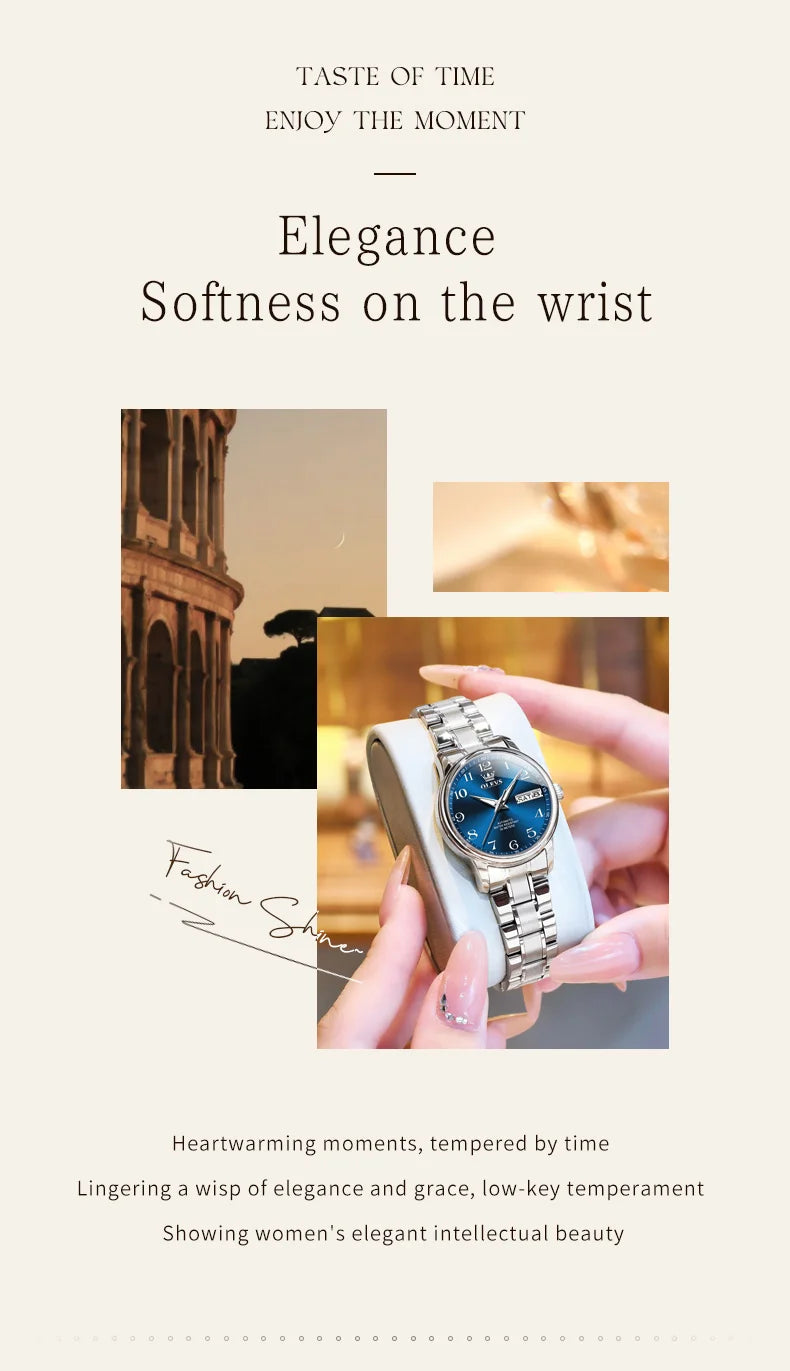 OLEVS High Quality Luxury Watch for Woman Waterproof Stainless Steel Automatic Mechanical Ladies Watch Elegant Women's Watches