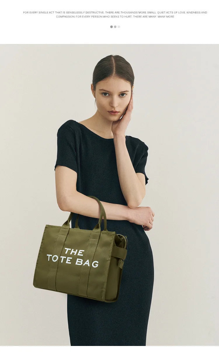 Handheld storage bag, commuting crossbody bag, trendy letter canvas casual shoulder bag, women's bag