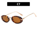 Small Oval Frame Retro Sunglasses Luxury Metal Designer Shades Women's Trendy Fashion Brand Leopard Beach Sun Glasses for Lady