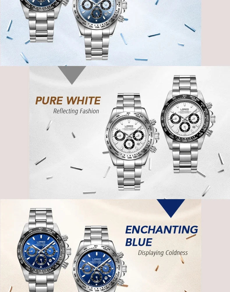 LOREO Men Watches Sapphire Glass 40MM Ceramic GMT Automatic Mechanical Watch Men 20ATM Waterproof Classic Fashion Luxury Clock