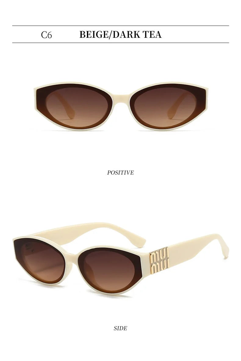 Luxury Glamour Sunglasses For Women And Men Oval Minimalist Fashion Brand Sun Glasses Unisex Stylish Shades UV400