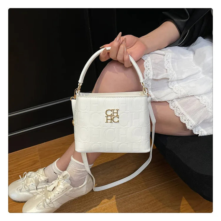 Handheld Bucket Bag For Women Shoulder Crossbody Bag Fashion Large Capacity Trendy Versatile Compartment Underarm Letter Bag