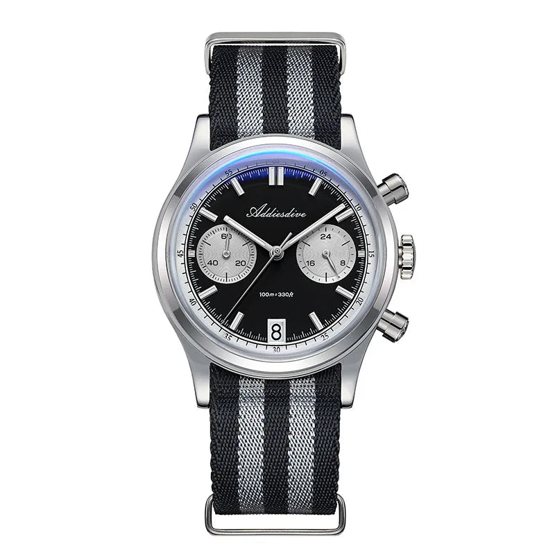 ADDIESDIVE New AD2095 Watch Chronograph Bubble Mirror Glass Quartz Watches Luminous Waterproof Retro Nylon Luxury Men's Watch