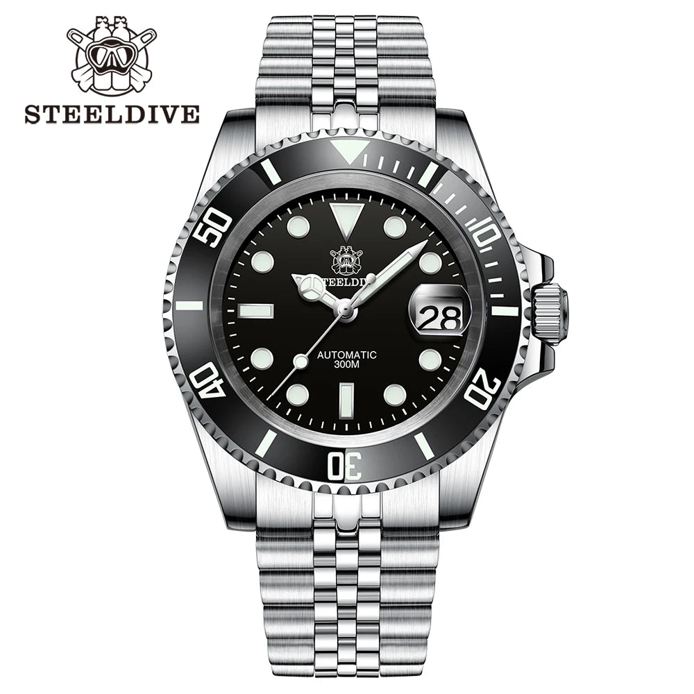 STEELDIVE SD1953 New Arrival Stainless Steel Bi-Color Dial NH35 Automatic Watch 300M Waterproof Sapphire Glass Men Dive Watches