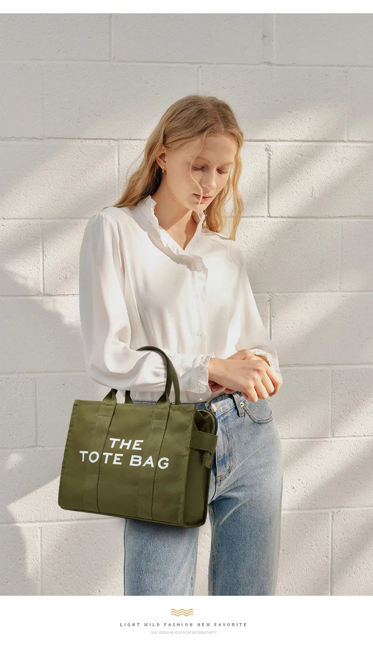 Handheld storage bag, commuting crossbody bag, trendy letter canvas casual shoulder bag, women's bag