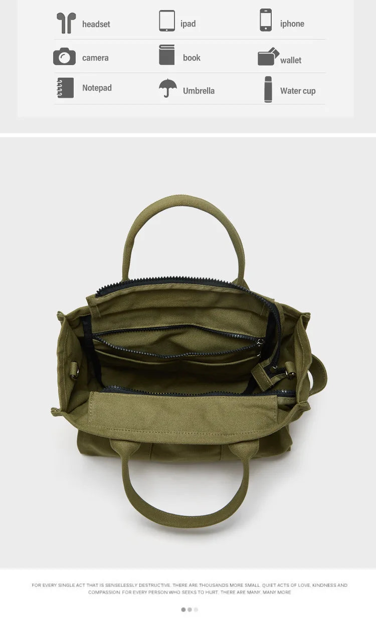 Handheld storage bag, commuting crossbody bag, trendy letter canvas casual shoulder bag, women's bag