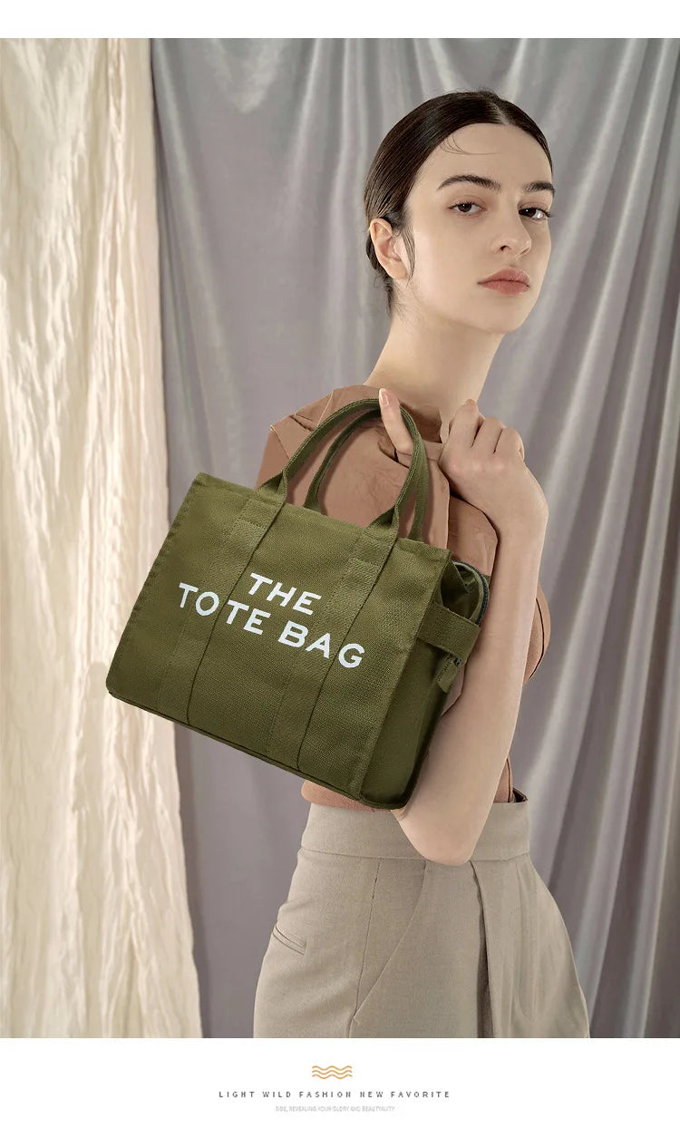 Handheld storage bag, commuting crossbody bag, trendy letter canvas casual shoulder bag, women's bag