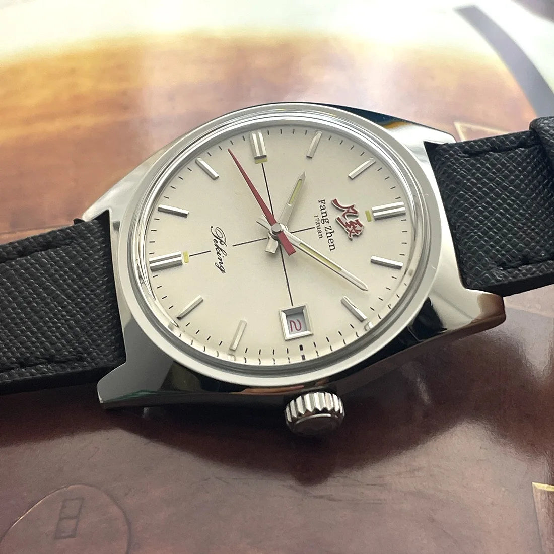 Merkur Watch Wine Red Dial Watch Metal Vintage Casual Dress Watches Handwind Mechanical Watch for Men Relogio Masculino 36mm