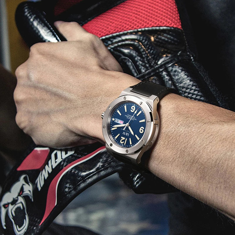 IW Silver Blue Men's Watches 5Bar Waterproof Luminous Fashion Automatic Watch Men Mechanical Wrist Watch Japan Movement
