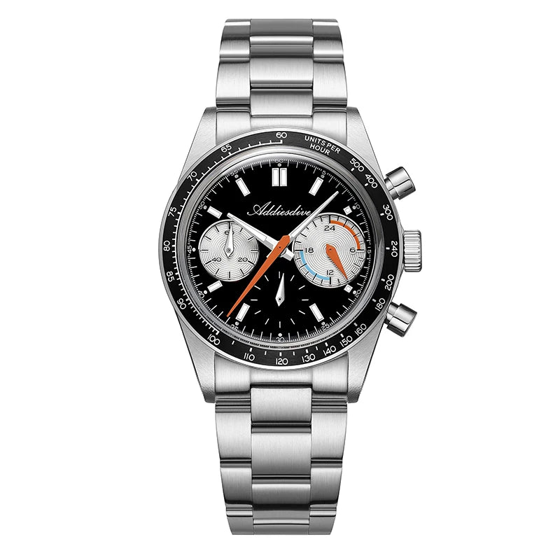 ADDIESDIVE New Men Watch VK63 Chronograph Quartz Watches 37mm Color Blocking Dail Stainless Waterproof Luminous Luxury Watches
