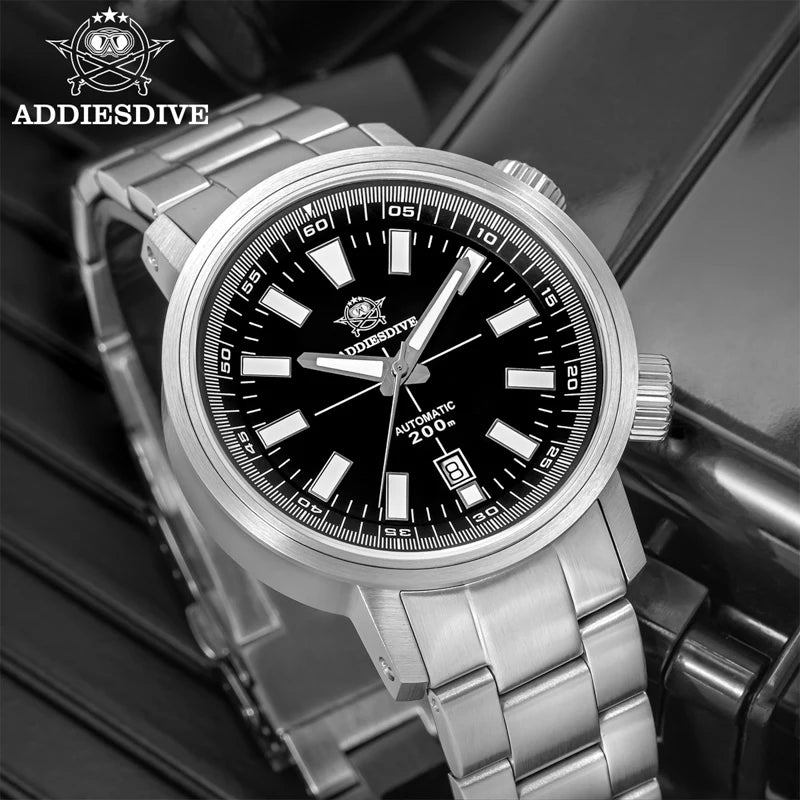 ADDIESDIVE Automatic Mechanical Watch 200m Waterproof BGW9 Super Luminous Sapphire Grass  8215 316L Stainless Steel Men Watches