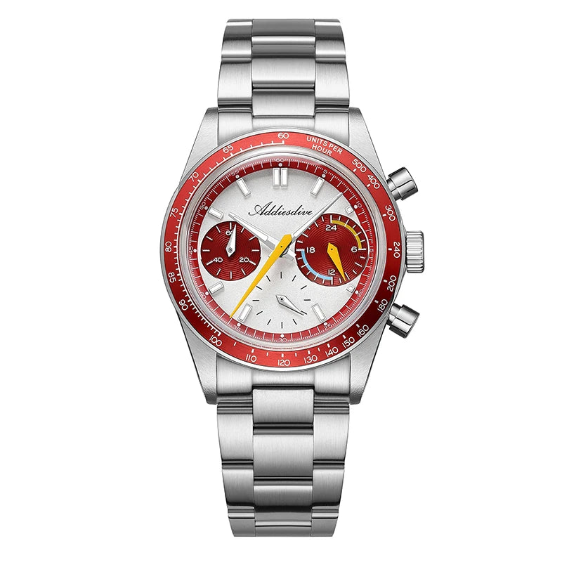 ADDIESDIVE New Men Watch VK63 Chronograph Quartz Watches 37mm Color Blocking Dail Stainless Waterproof Luminous Luxury Watches