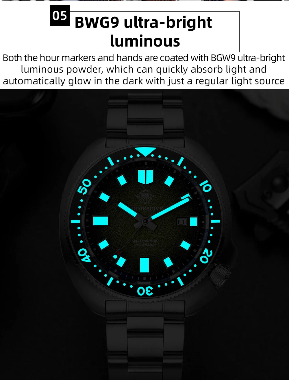 ADDIESDIVE Quartz Watches For Men New AD2511 Sapphire Glass AR Coated 41mm Turtle Watch BGW9 Luminous Waterproof 200M Dive Watch