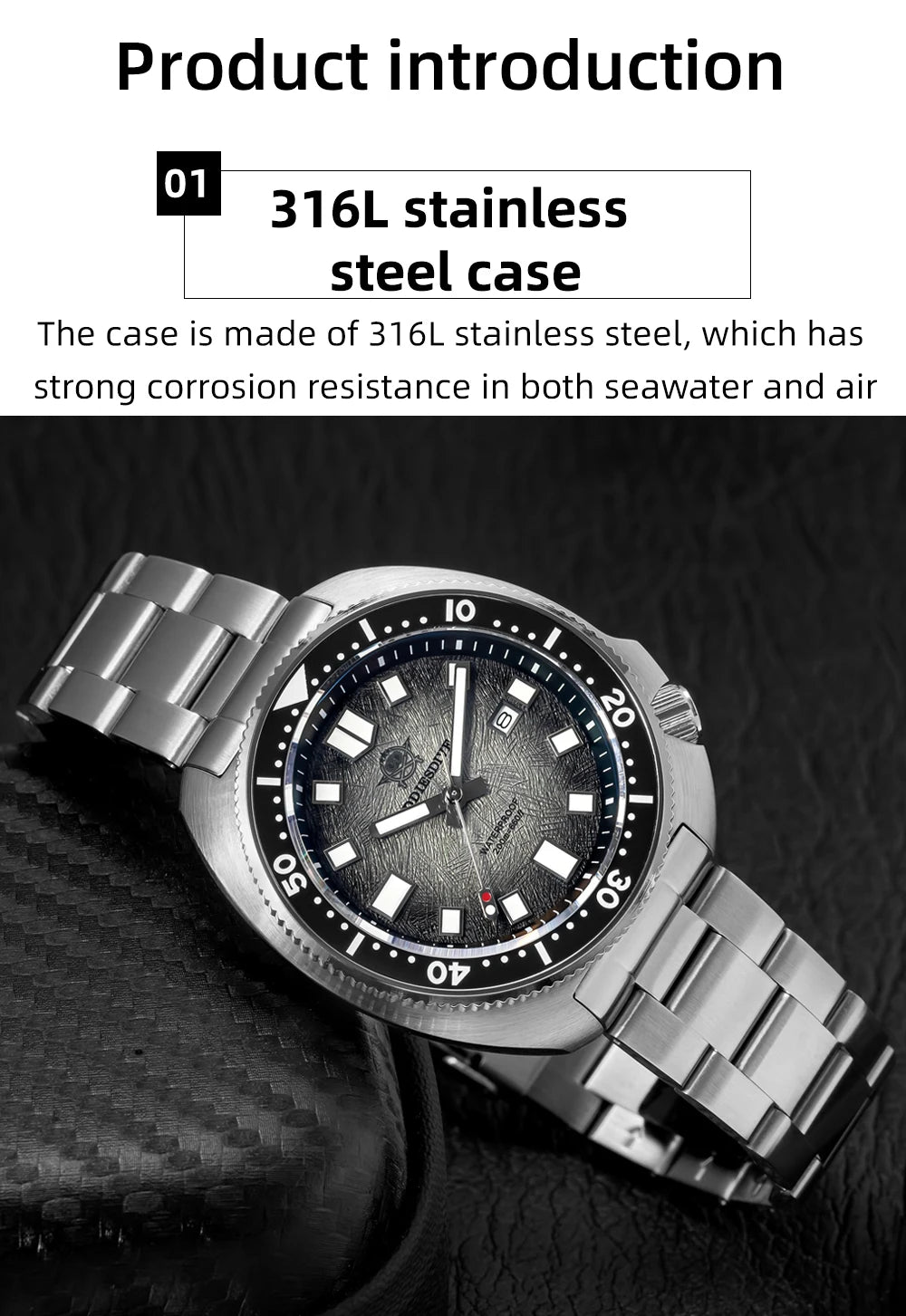 ADDIESDIVE Quartz Watches For Men New AD2511 Sapphire Glass AR Coated 41mm Turtle Watch BGW9 Luminous Waterproof 200M Dive Watch