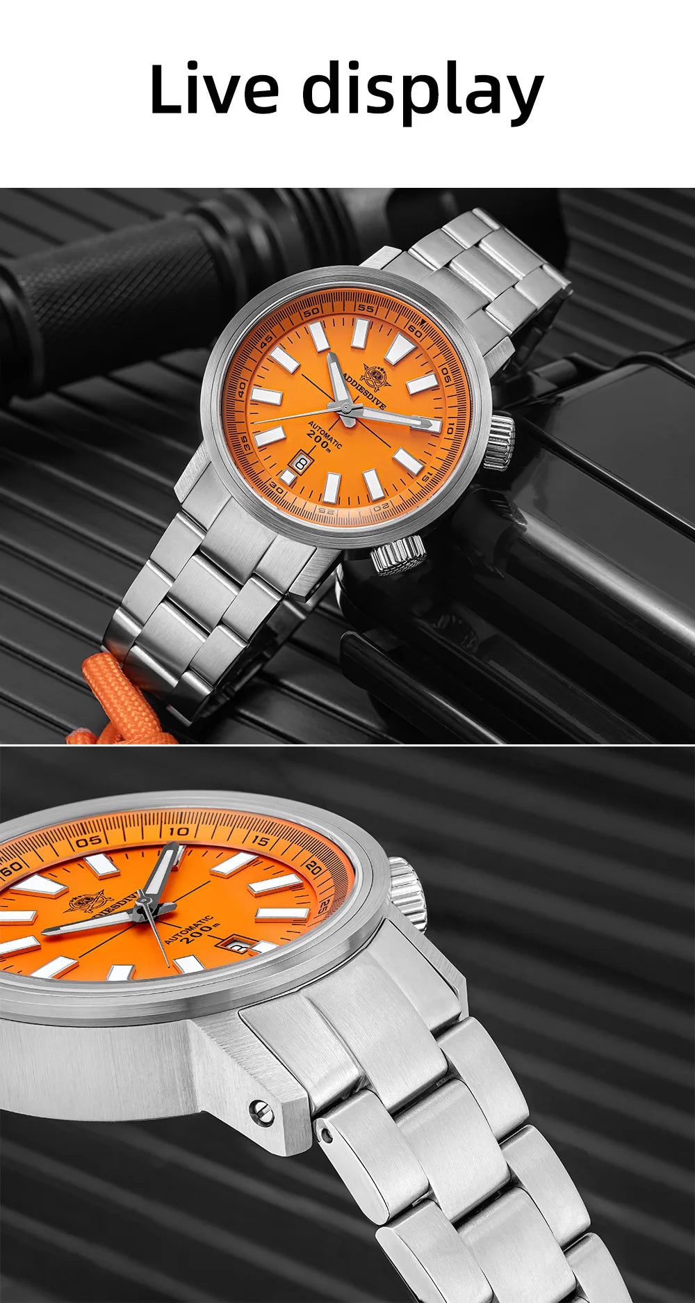 ADDIESDIVE Automatic Mechanical Watch 200m Waterproof BGW9 Super Luminous Sapphire Grass  8215 316L Stainless Steel Men Watches