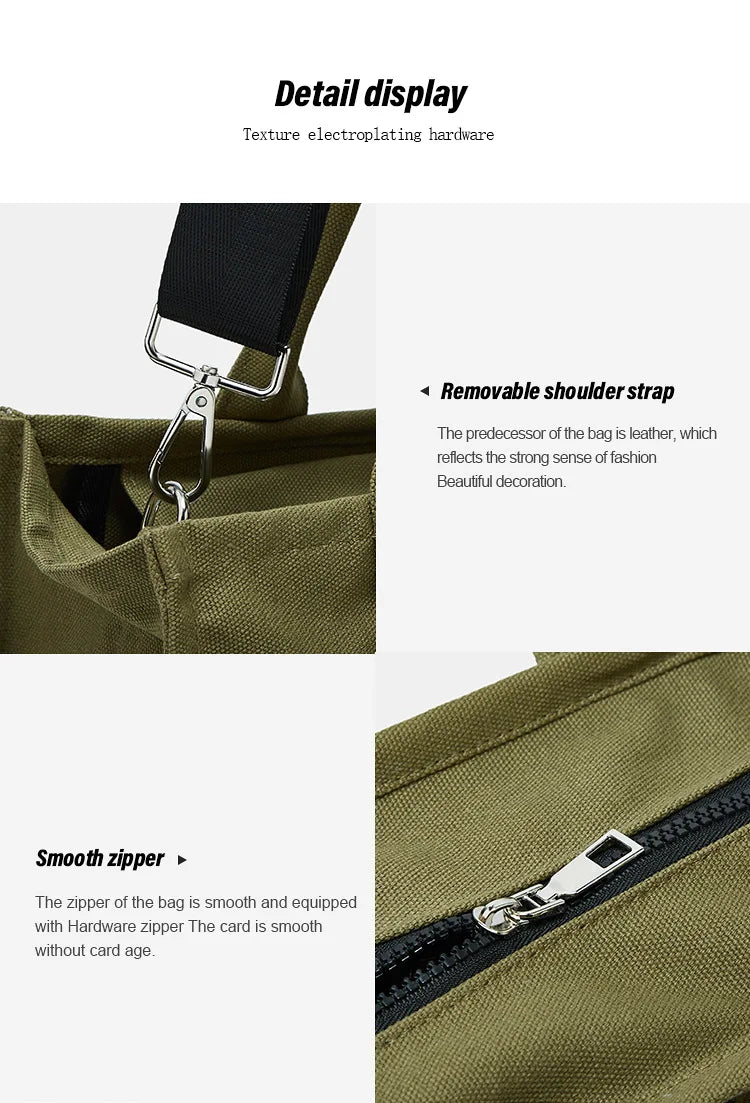 Handheld storage bag, commuting crossbody bag, trendy letter canvas casual shoulder bag, women's bag