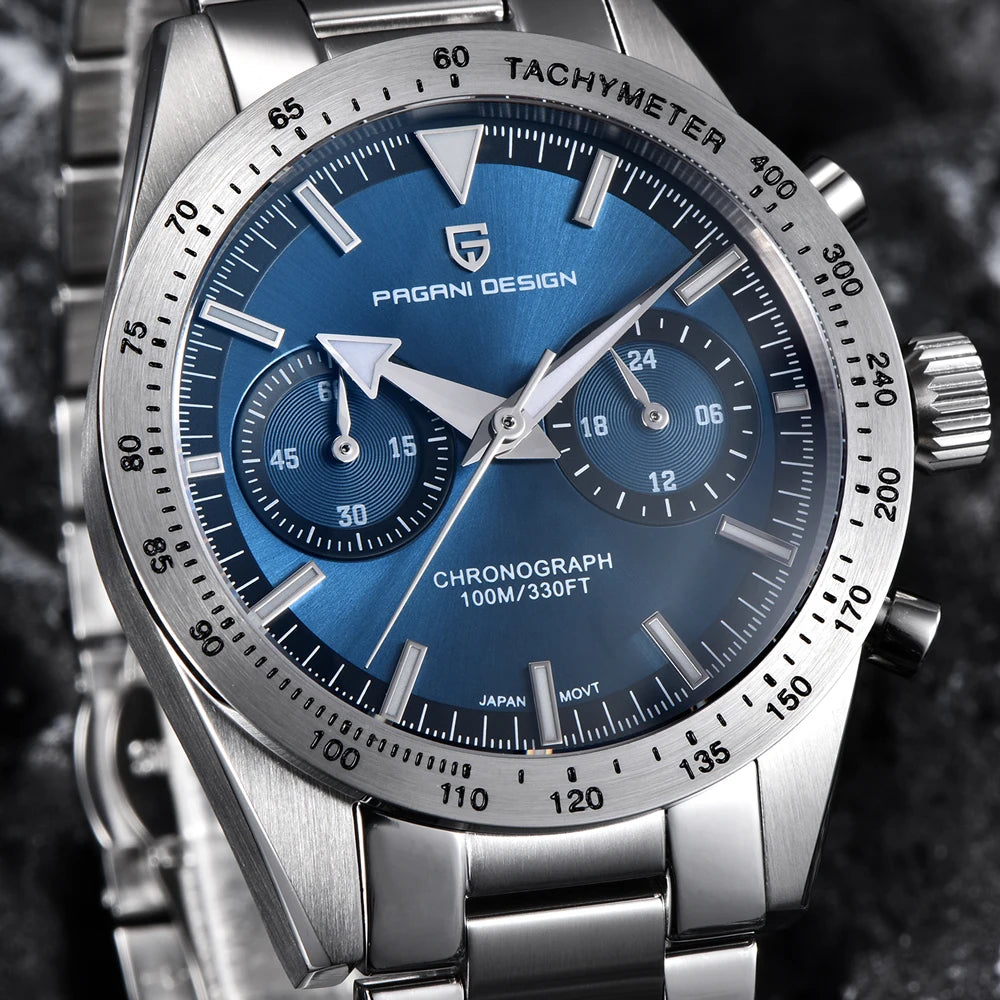 PAGANI DESIGN New Retro Wide arrow Moon Men's Watches Luxury Quartz Watch For Men Sport Chronograph VK64 AR Sapphire glass 2026