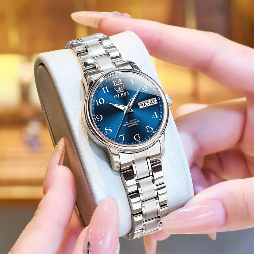 OLEVS High Quality Luxury Watch for Woman Waterproof Stainless Steel Automatic Mechanical Ladies Watch Elegant Women's Watches
