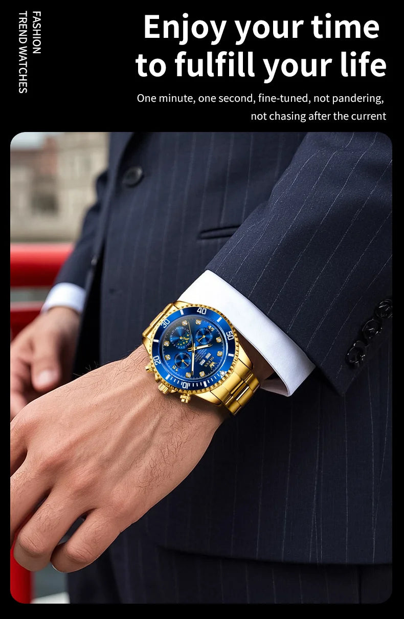 OLEVS 6729 Mens Watch High QualityGold Multifunctional Automatic Mechanical Watch Moon Phase Sports Watches Original Luxury