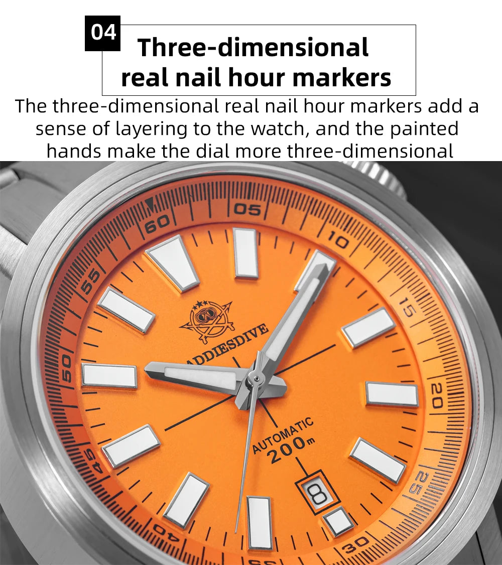 ADDIESDIVE Automatic Mechanical Watch 200m Waterproof BGW9 Super Luminous Sapphire Grass  8215 316L Stainless Steel Men Watches