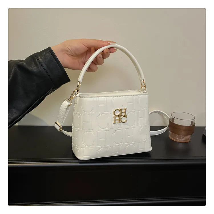 Handheld Bucket Bag For Women Shoulder Crossbody Bag Fashion Large Capacity Trendy Versatile Compartment Underarm Letter Bag