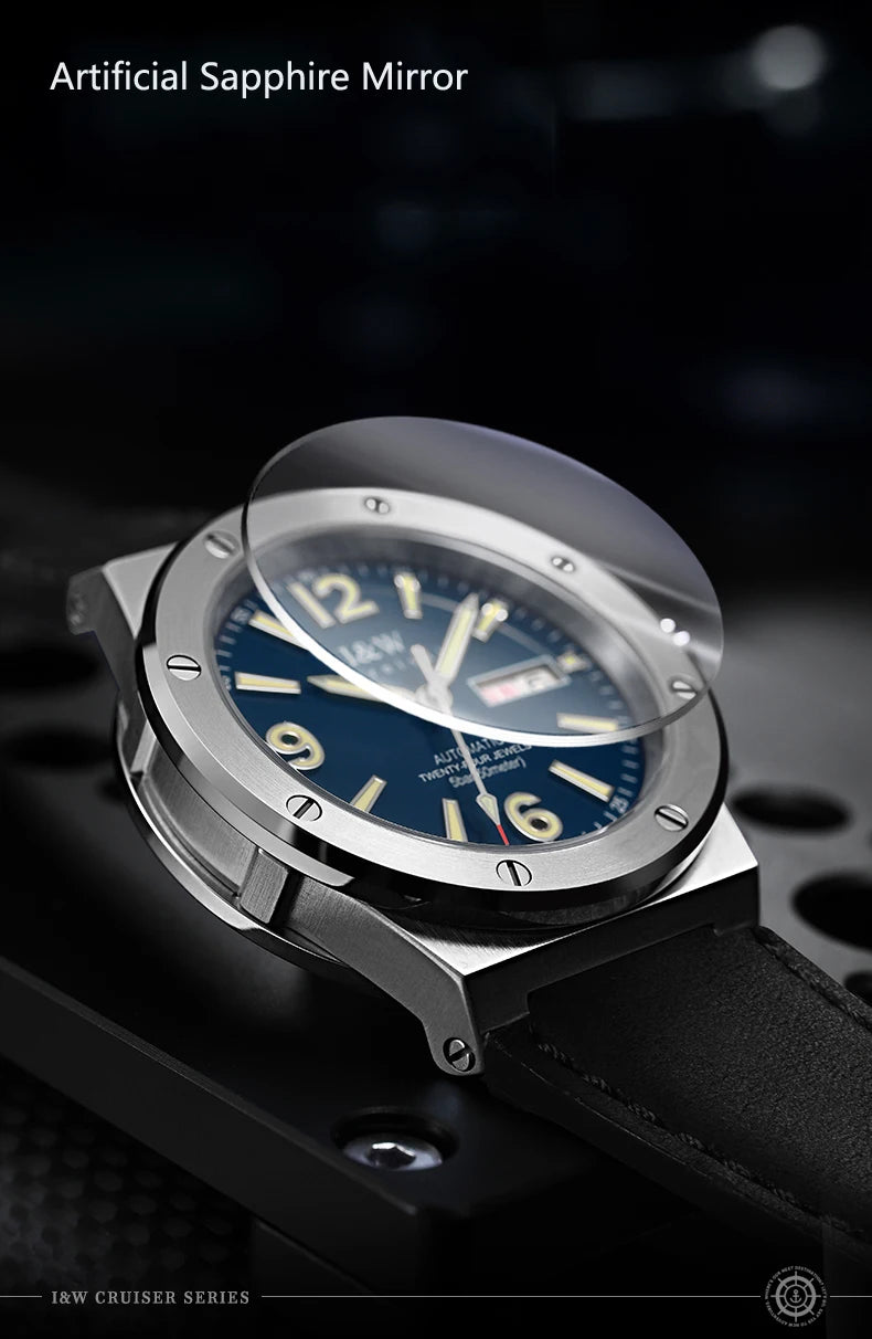 IW Silver Blue Men's Watches 5Bar Waterproof Luminous Fashion Automatic Watch Men Mechanical Wrist Watch Japan Movement
