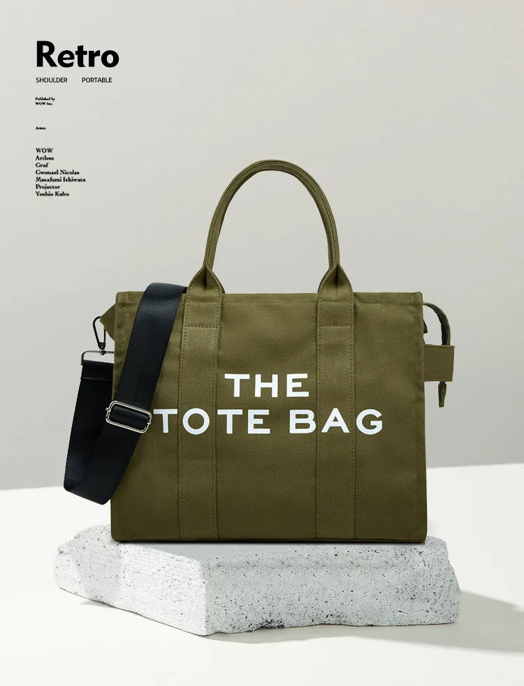 Handheld storage bag, commuting crossbody bag, trendy letter canvas casual shoulder bag, women's bag