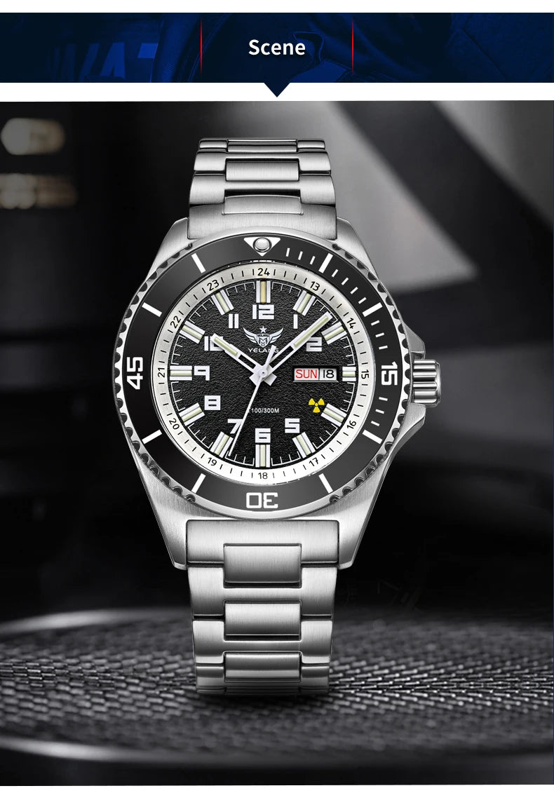 Yelang V1031 Luxury Men Brand Watch 44mm Diver Water Watches Japan 8205 Automatic Mechanical movement Luminous 300M Waterproof