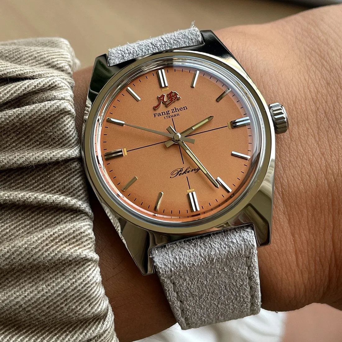 Merkur Watch Wine Red Dial Watch Metal Vintage Casual Dress Watches Handwind Mechanical Watch for Men Relogio Masculino 36mm
