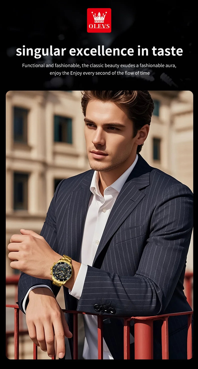 OLEVS 6729 Mens Watch High QualityGold Multifunctional Automatic Mechanical Watch Moon Phase Sports Watches Original Luxury