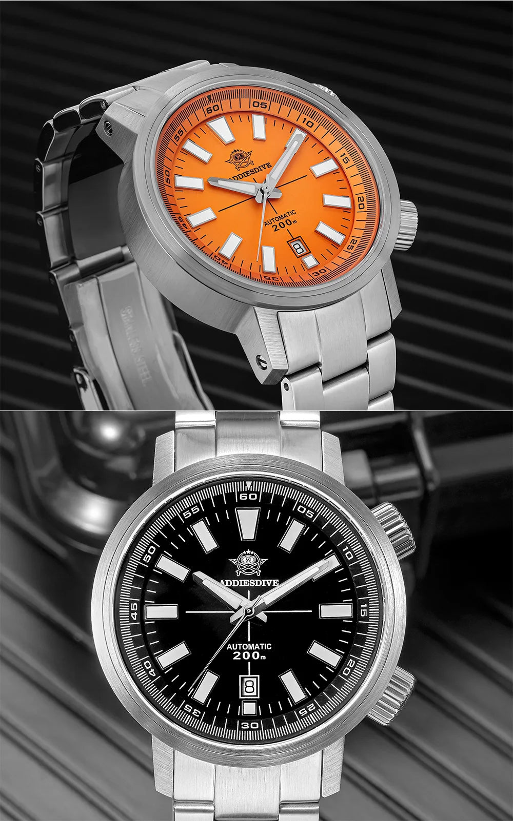 ADDIESDIVE Automatic Mechanical Watch 200m Waterproof BGW9 Super Luminous Sapphire Grass  8215 316L Stainless Steel Men Watches