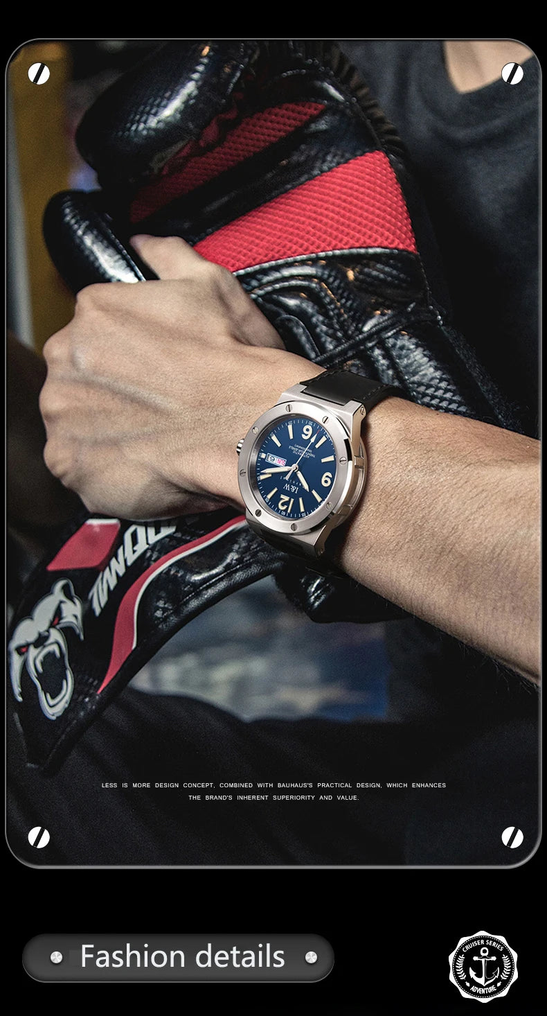 IW Silver Blue Men's Watches 5Bar Waterproof Luminous Fashion Automatic Watch Men Mechanical Wrist Watch Japan Movement
