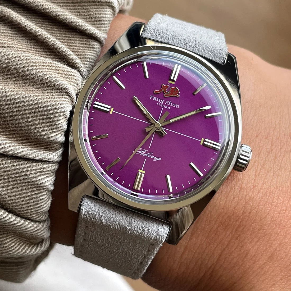 Merkur Watch Wine Red Dial Watch Metal Vintage Casual Dress Watches Handwind Mechanical Watch for Men Relogio Masculino 36mm