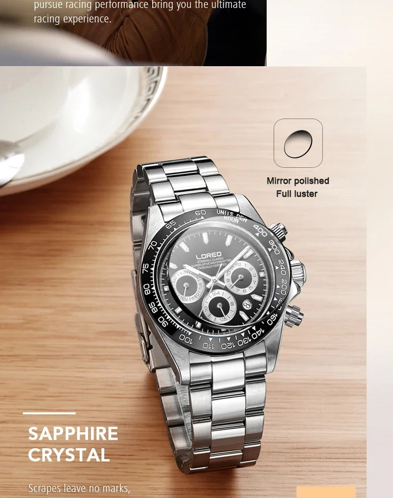 LOREO Men Watches Sapphire Glass 40MM Ceramic GMT Automatic Mechanical Watch Men 20ATM Waterproof Classic Fashion Luxury Clock