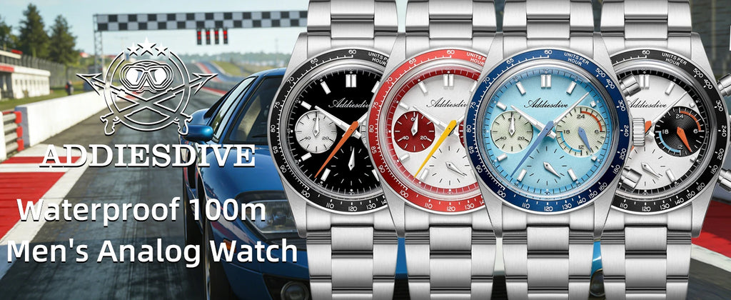 ADDIESDIVE New Men Watch VK63 Chronograph Quartz Watches 37mm Color Blocking Dail Stainless Waterproof Luminous Luxury Watches