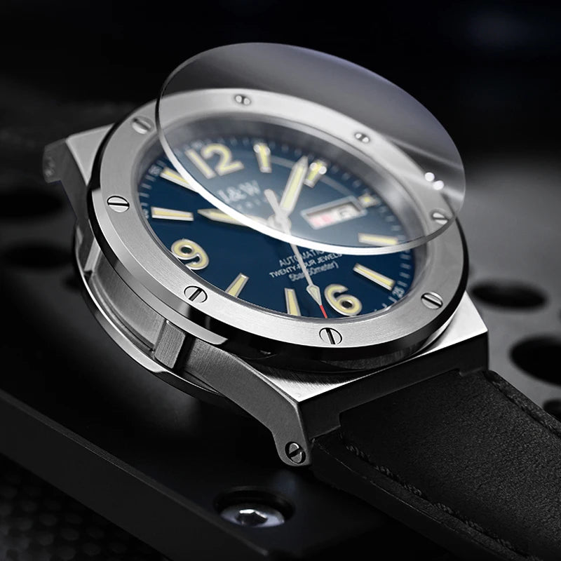 IW Silver Blue Men's Watches 5Bar Waterproof Luminous Fashion Automatic Watch Men Mechanical Wrist Watch Japan Movement