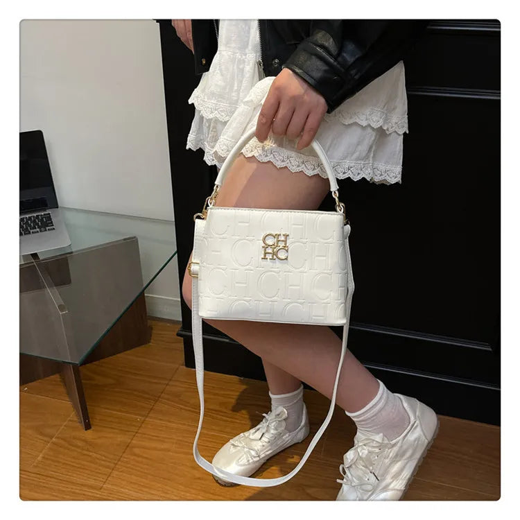 Handheld Bucket Bag For Women Shoulder Crossbody Bag Fashion Large Capacity Trendy Versatile Compartment Underarm Letter Bag