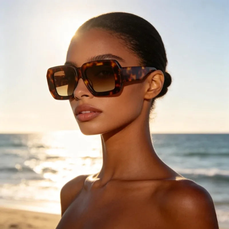 Fashion Brand Designer Sunglasses for Women Acetate Square Sun Glasses Large Frame Outdoor Travel Protection Men UV400 Eyewear