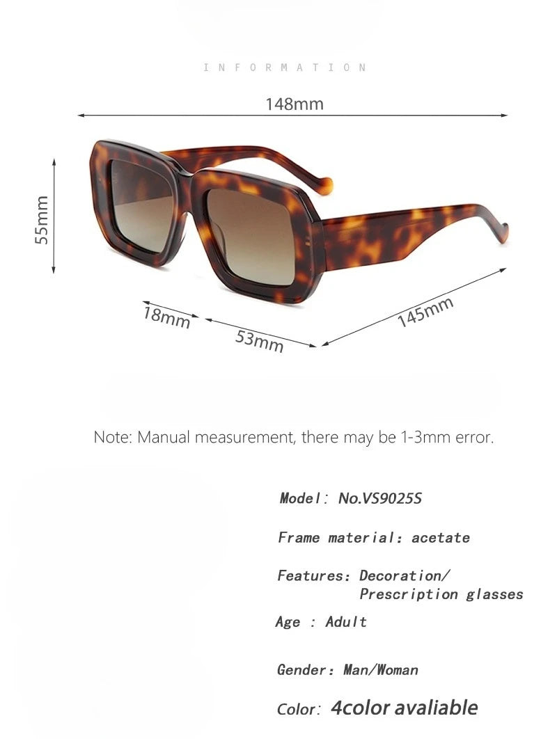 Fashion Brand Designer Sunglasses for Women Acetate Square Sun Glasses Large Frame Outdoor Travel Protection Men UV400 Eyewear